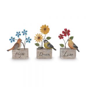 Figurine Birds With Metal Flower