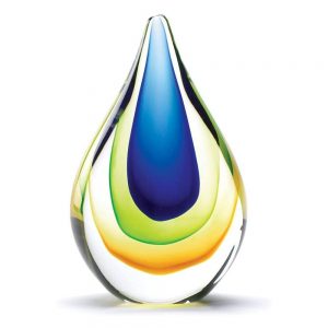 Peacock Inspired Glass Colored Decorative Table Top Teardrop Decor