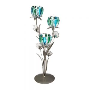 Gallery Of Light Triple Peacock Bloom Candle Holder